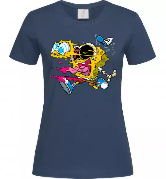 Жіноча футболка Губка Боб арт Темно-синій фото