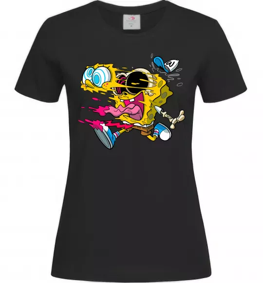 Жіноча футболка Губка Боб арт Чорний фото