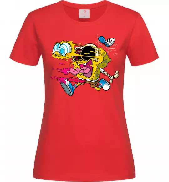Жіноча футболка Губка Боб арт Червоний фото