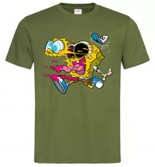 Чоловіча футболка Губка Боб арт Оливковий фото