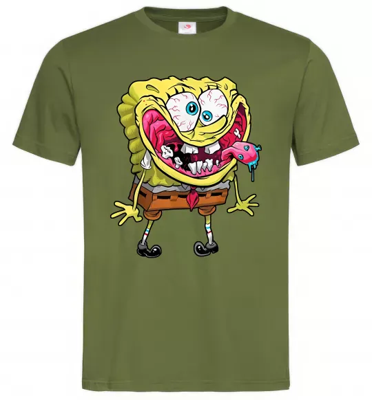 Чоловіча футболка Спанч Боб Scary Оливковий фото