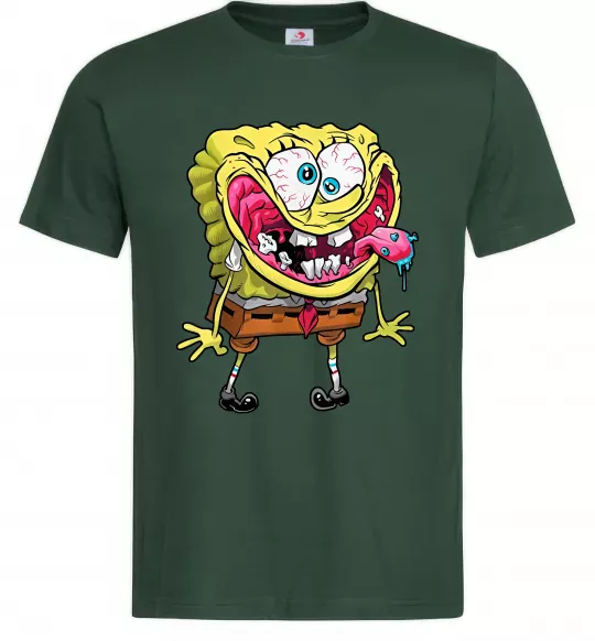 Чоловіча футболка Спанч Боб Scary Темно-зелений фото