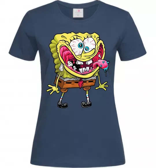 Женская футболка Спанч Боб Scary Темно-синий фото