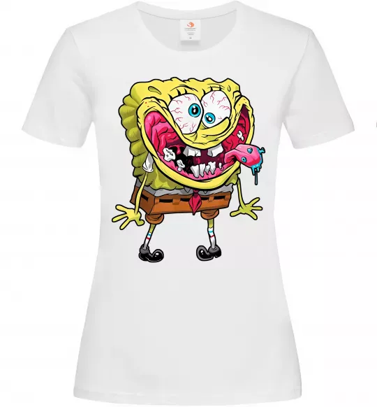 Женская футболка Спанч Боб Scary Белый фото
