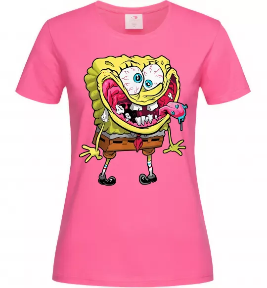 Женская футболка Спанч Боб Scary Ярко-розовый фото