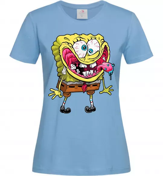 Женская футболка Спанч Боб Scary Голубой фото