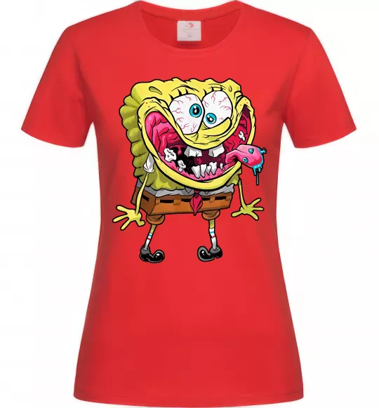 Женская футболка Спанч Боб Scary Красный фото