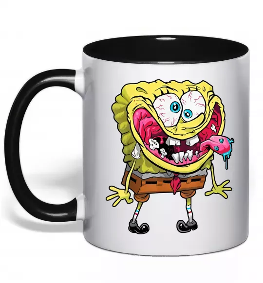 Чашка с цветной ручкой Спанч Боб Scary Черный фото