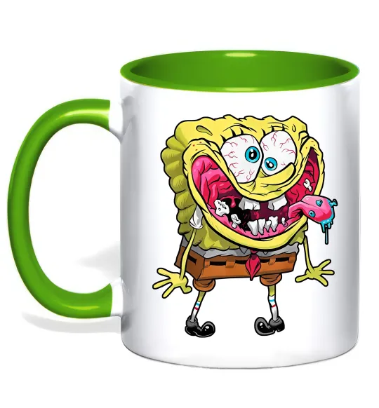 Чашка с цветной ручкой Спанч Боб Scary Лаймовый фото
