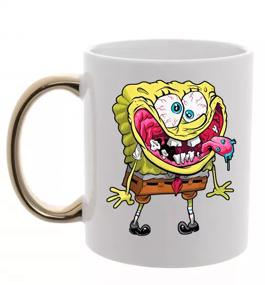 Чашка с цветной ручкой Спанч Боб Scary Золото фото