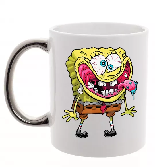 Чашка с цветной ручкой Спанч Боб Scary Серебро фото