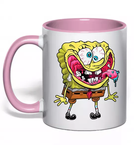 Чашка с цветной ручкой Спанч Боб Scary Нежно розовый фото