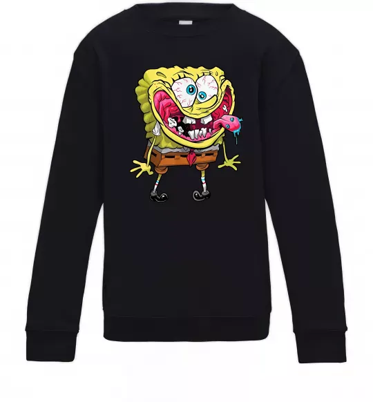 Детский Свитшот Спанч Боб Scary Черный фото