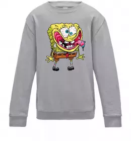 Детский Свитшот Спанч Боб Scary Серый меланж фото