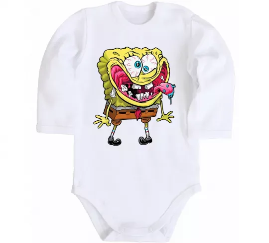 Детский боди Спанч Боб Scary Белый фото
