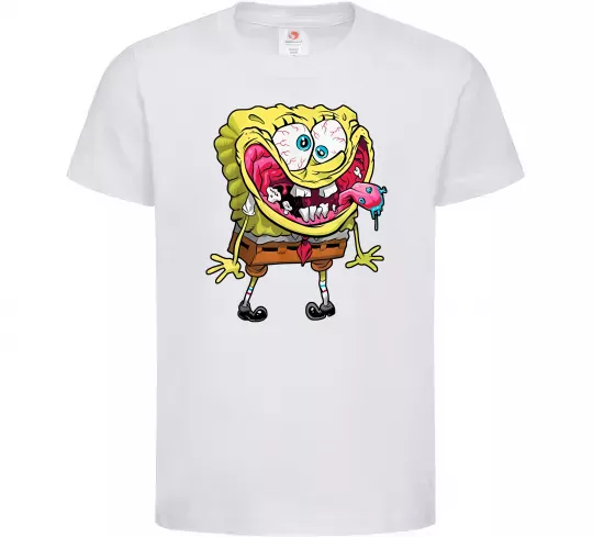 Детская футболка Спанч Боб Scary Белый фото