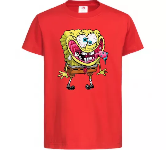 Детская футболка Спанч Боб Scary Красный фото