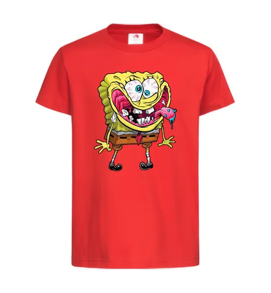 Детская футболка Спанч Боб Scary Красный фото