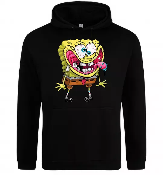 Женская толстовка (худи) Спанч Боб Scary Черный фото