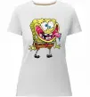 Жіноча преміум футболка Спанч Боб Scary Білий фото