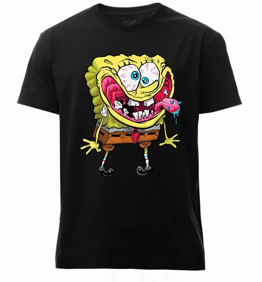 Мужская премиум футболка Спанч Боб Scary Черный фото
