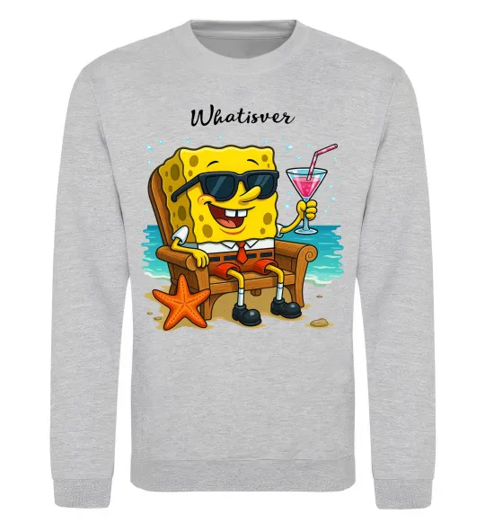 Свитшот Sponge Bob whatisver Серый меланж фото