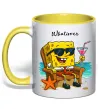 Чашка з кольоровою ручкою Sponge Bob whatisver Сонячно жовтий фото