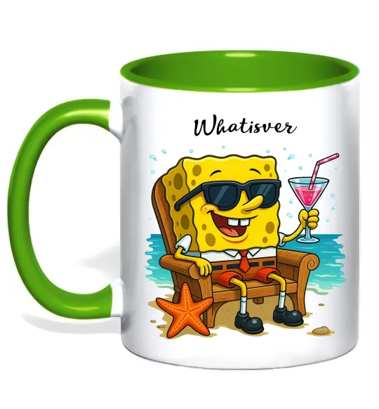 Чашка з кольоровою ручкою Sponge Bob whatisver Лаймовий фото