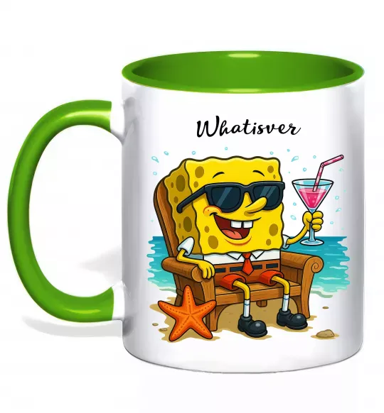 Чашка з кольоровою ручкою Sponge Bob whatisver Зелений фото