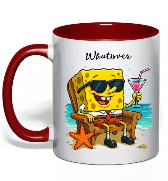 Чашка з кольоровою ручкою Sponge Bob whatisver Червоний фото