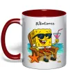 Чашка з кольоровою ручкою Sponge Bob whatisver Червоний фото