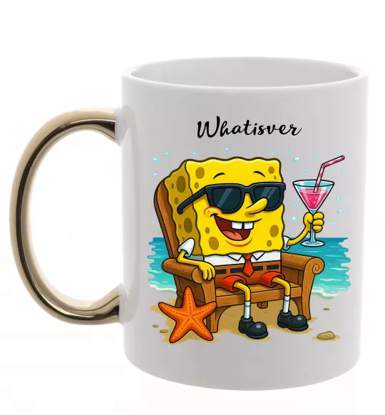 Чашка з кольоровою ручкою Sponge Bob whatisver Золото фото