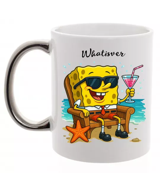 Чашка з кольоровою ручкою Sponge Bob whatisver Срібло фото