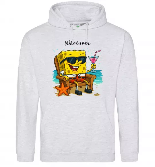 Мужская толстовка (худи) Sponge Bob whatisver Серый меланж фото