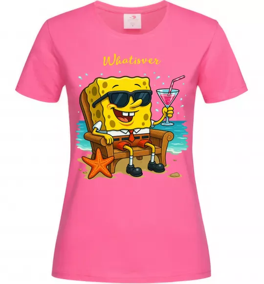 Женская футболка Sponge Bob whatisver Ярко-розовый фото