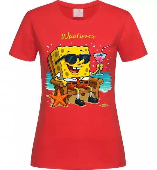 Женская футболка Sponge Bob whatisver Красный фото