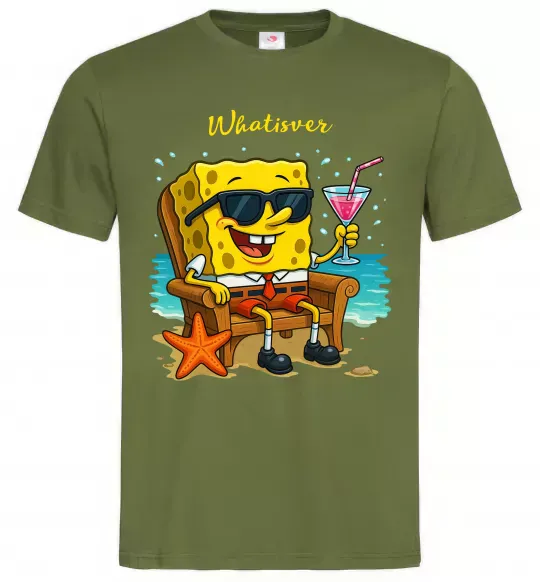Чоловіча футболка Sponge Bob whatisver Оливковий фото