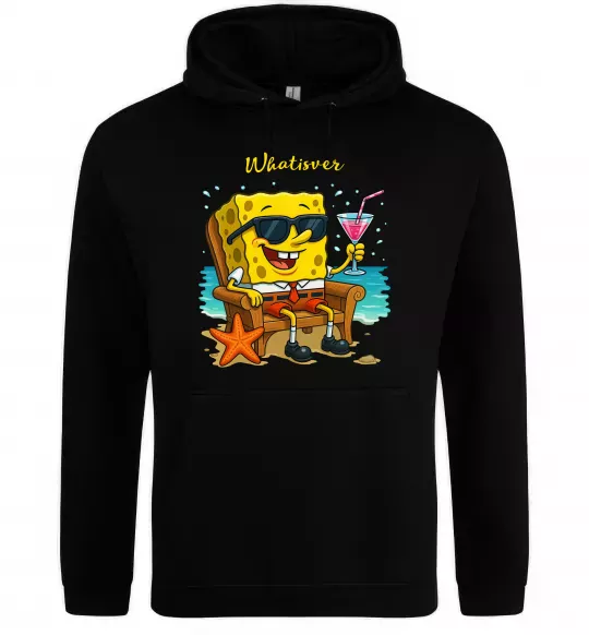 Мужская толстовка (худи) Sponge Bob whatisver Черный фото