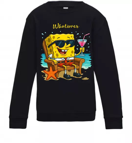 Детский Свитшот Sponge Bob whatisver Черный фото