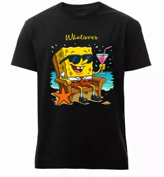 Мужская премиум футболка Sponge Bob whatisver Черный фото