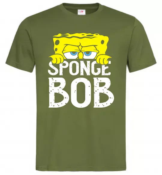 Мужская футболка Sponge Bob eyes Оливковый фото