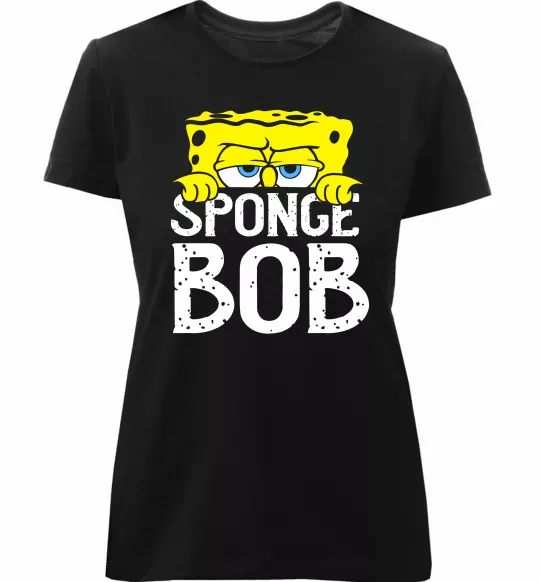 Женская премиум футболка Sponge Bob eyes Черный фото