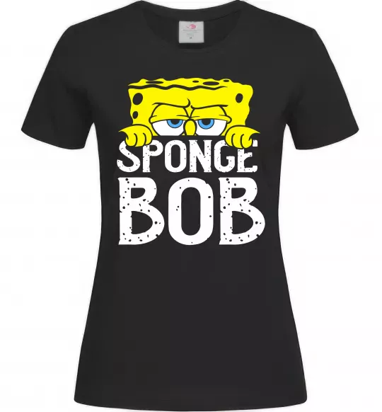 Жіноча футболка Sponge Bob eyes Чорний фото