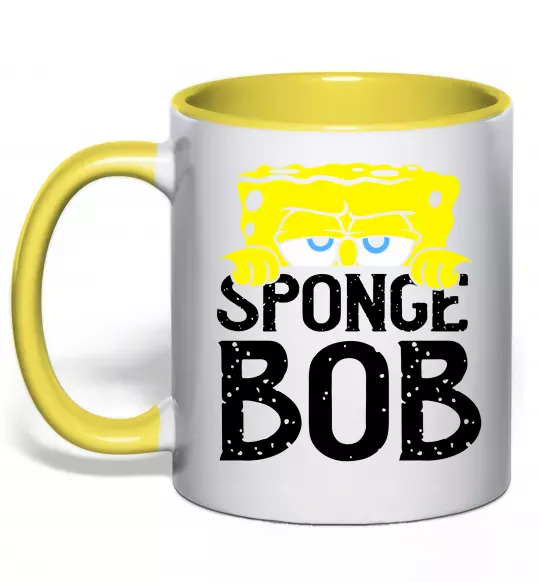 Чашка с цветной ручкой Sponge Bob eyes Солнечно желтый фото