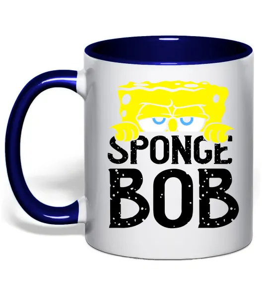 Чашка с цветной ручкой Sponge Bob eyes Глубокий темно-синий фото