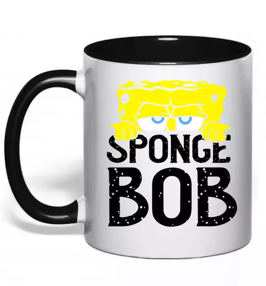 Чашка с цветной ручкой Sponge Bob eyes Черный фото