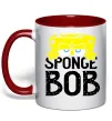 Чашка с цветной ручкой Sponge Bob eyes Красный фото