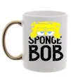 Чашка с цветной ручкой Sponge Bob eyes Золото фото