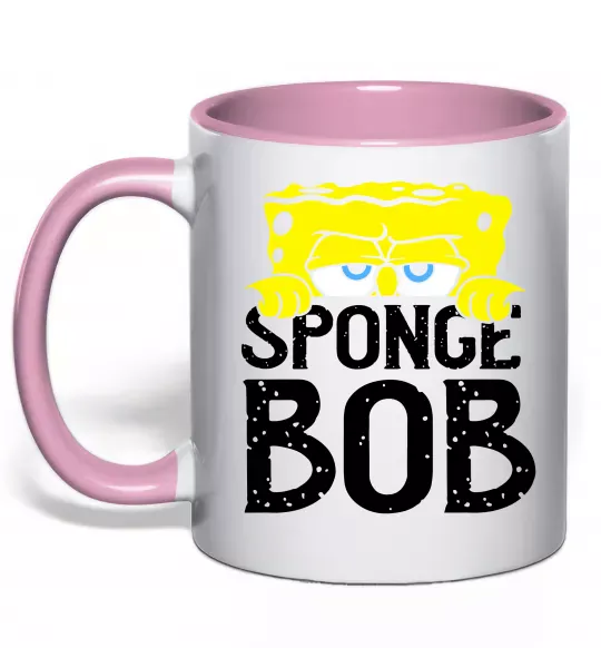Чашка с цветной ручкой Sponge Bob eyes Нежно розовый фото
