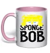 Чашка с цветной ручкой Sponge Bob eyes Нежно розовый фото